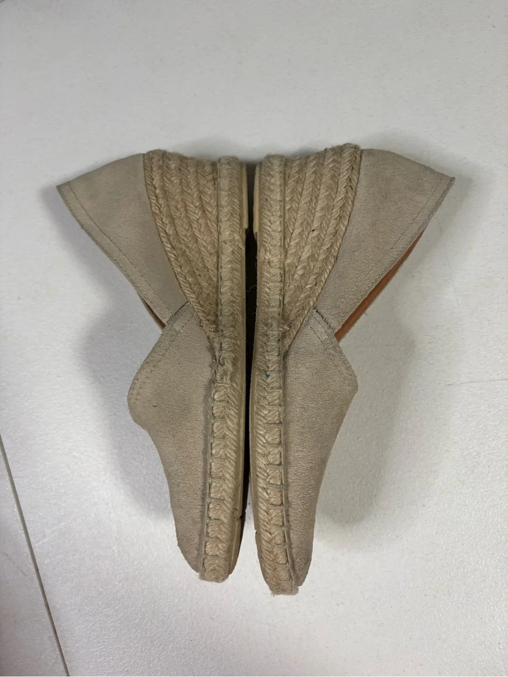 Verbenas Mamen Wedge Espadrilles Beige Suede Leather Jute Size 39